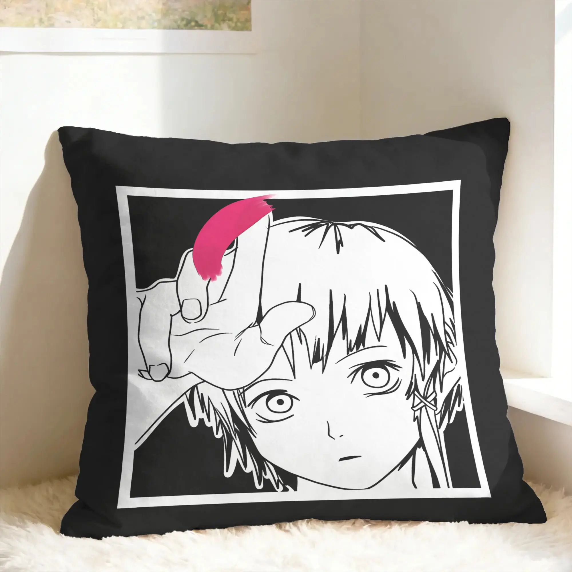 Pillow Case Anime Serial Experiments Lain Soft  Pillow Cover For Living Room Chair Retro Trendy Pillowcases