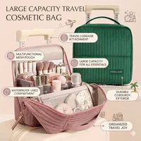 Bolsa de Maquillaje Impermeable con Asa Desmontable, Organizador de Cosméticos de Viaje de Gran Capacidad, Bolsa de Almacenamiento para Artículos de Aseo Femeninos