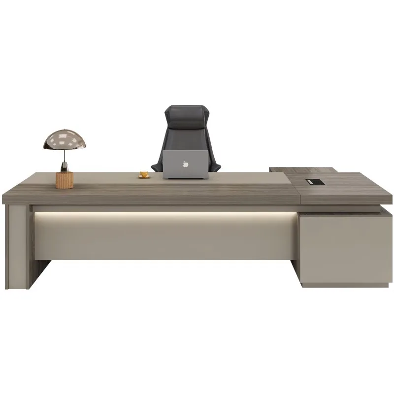 Boss desk Simple modern large class table with side bookcase with socket Boss table