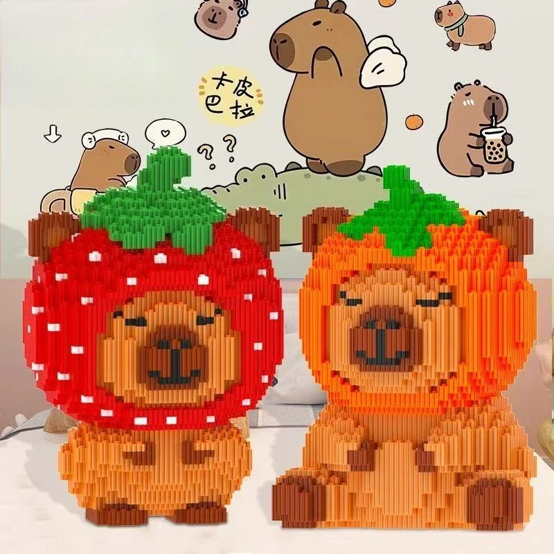 

Cute Big Capybara Building Block Cartoon Brick Desk Organizer For Office Supplies Cosmetics Birthday Gift Desktop Home Decor