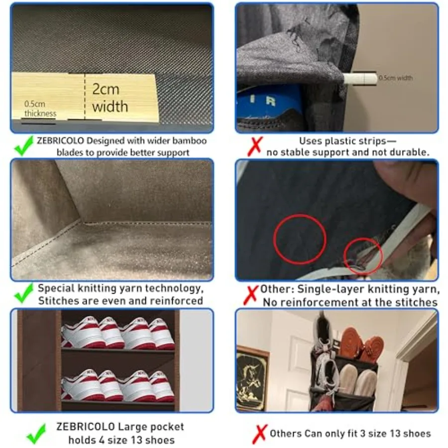 Over The Door Shoe Organizer with 70 Pounds Heavy Duty Capacity for Up to 20-30 Pairs Extra Deep Pockets Designed for Mens Size