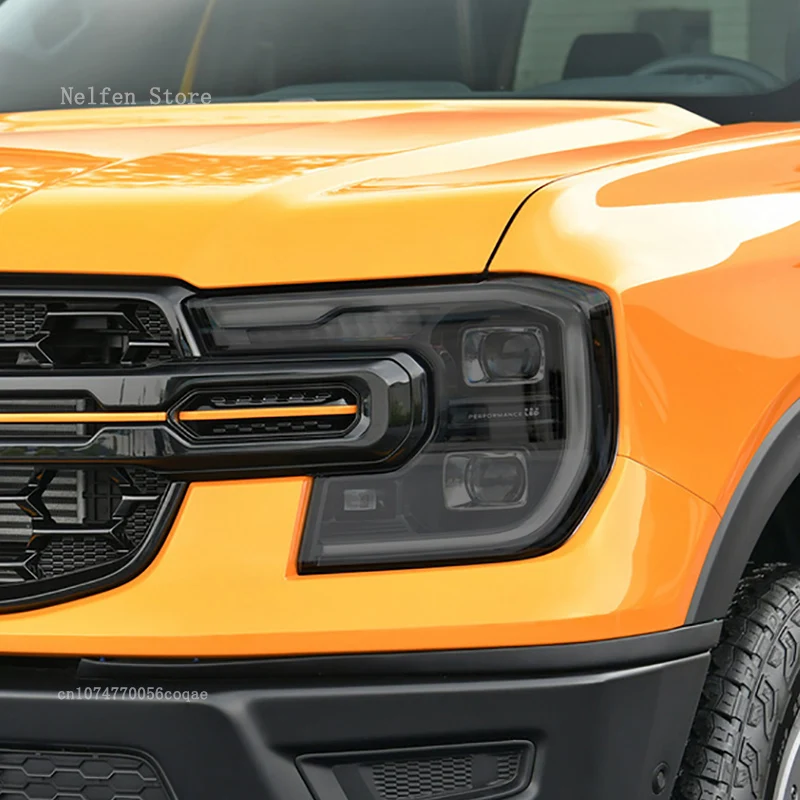 For Ford Ranger Raptor 2023-2024 Car Exterior Headlight Protective Film Vinyl Restoration Transparent Black TPU Sticker