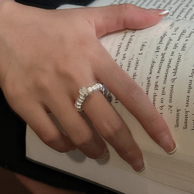 

Basic INS Style S925 Zircon Classic Sterling Silver Korean Irregular Ring