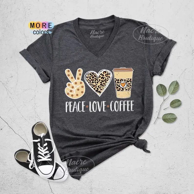 Camisetas de café de amor de la paz y2k, ropa kawaii para mujer, camisetas gráficas, tops y2k