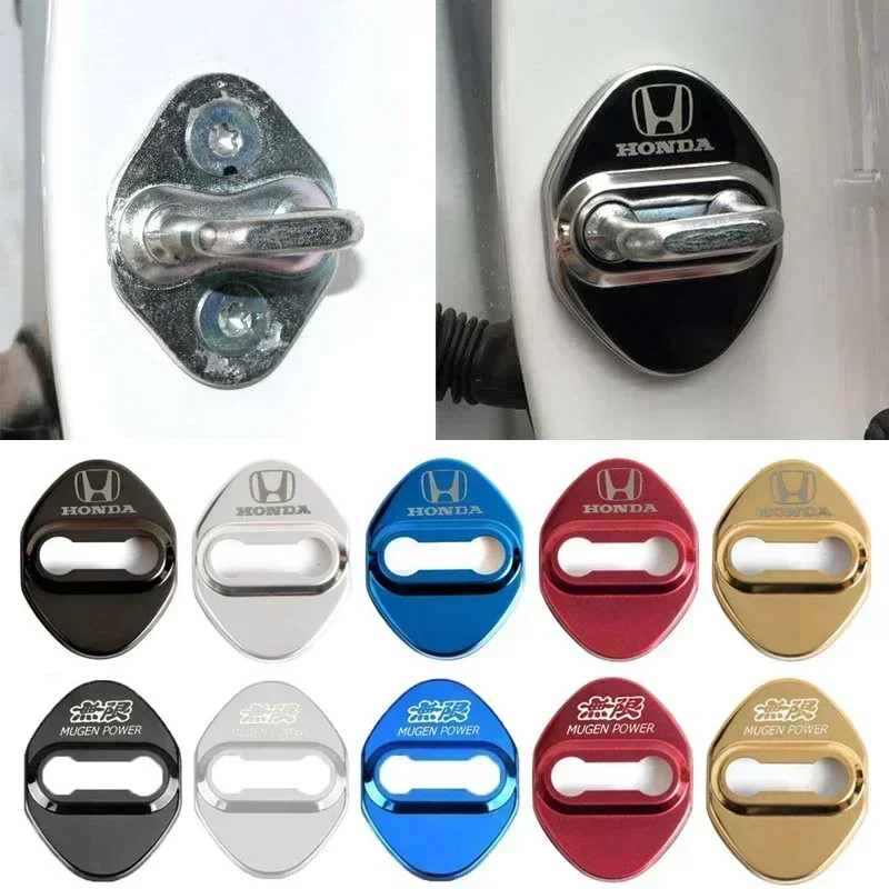 Autocollants de protection pour serrures de porte de voiture en acier inoxydable, pour Honda Mugen Civic City Jade Accord Odyssey Insight FIT Elysion Avancier