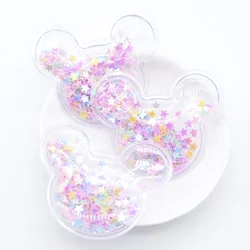 8 pz 52*45mm Mouse agitatori di riempimento in plastica trasparente Appliques di paillettes per artigianato fai da te copricapo fermagli per capelli accessori