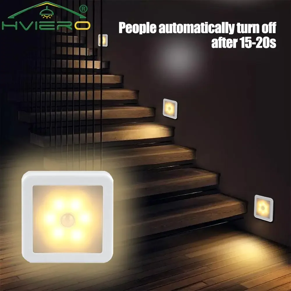 LED Wall Night Light Motion Controlled Smart Human Body Sensor Battery Operated For Home Stairs Living Room Hallway Pathway Lamp