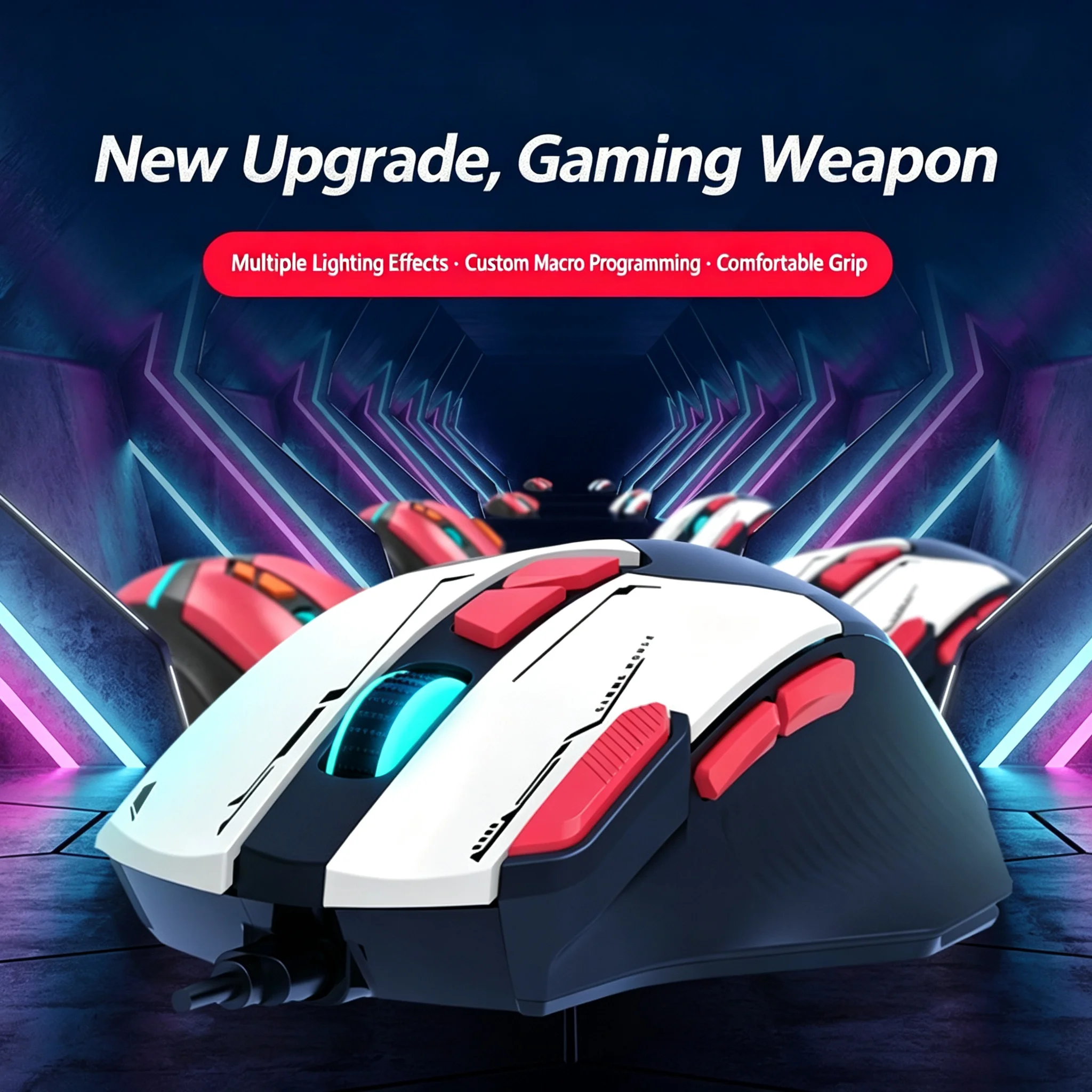 Programmable RGB Backlit Gaming Wired Optical Mouse With Marco 7200DPI Adjustable Ergonomic Design Gamer Mouse For PC Computer