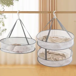 Double-Layer Windproof Clothes Drying Basket, Mesh Clothes Hanger, Folding Clothes Drying Net, Clothes Hanger, 48*10cm