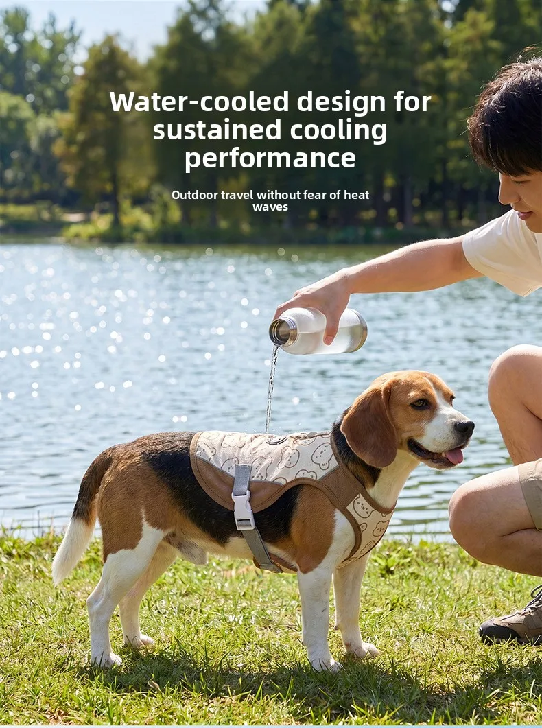 Adjustable water storage type traction cool coat, summer dog clothing, Bichon Frise Teddy dog outdoor cooling pet clothing