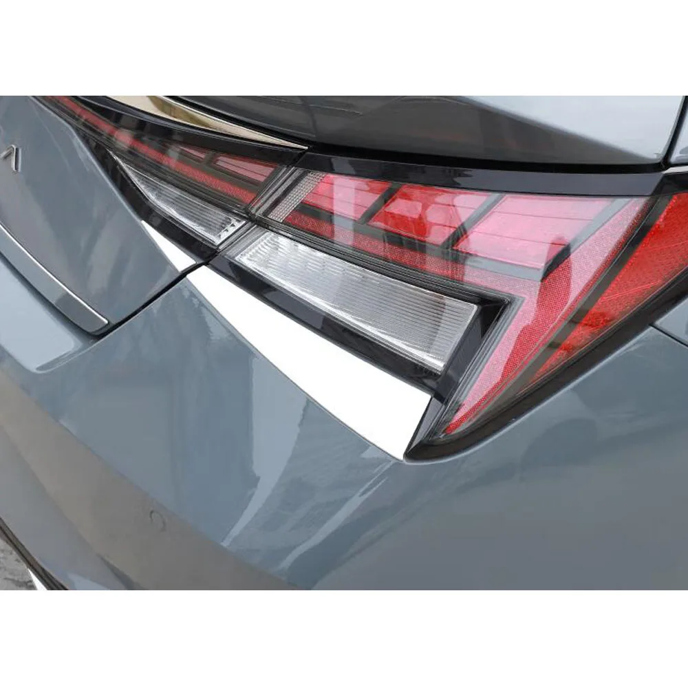 For Hyundai Elantra Avante 2021 2022 2023 Stainless Steel Car Rear Tail Light Lamp Trim Decoration Eyebrow Exterior Accessories