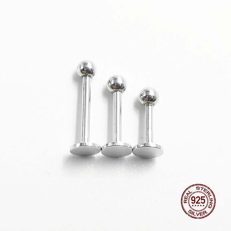 Lip Stud Eyebrow Piercing 925 Sterling Silver Cartilage Piercing Nipple Ring Belly Button Ring 3mm Ball Lip Piercing Labret