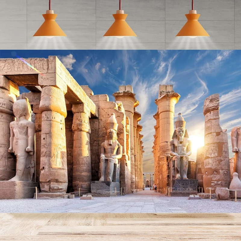 Egypt Temple Photography Backdrop Luxor Temple Main Entrance Background Egyptian Themed Home Party Backdrop Wall Banner Decor