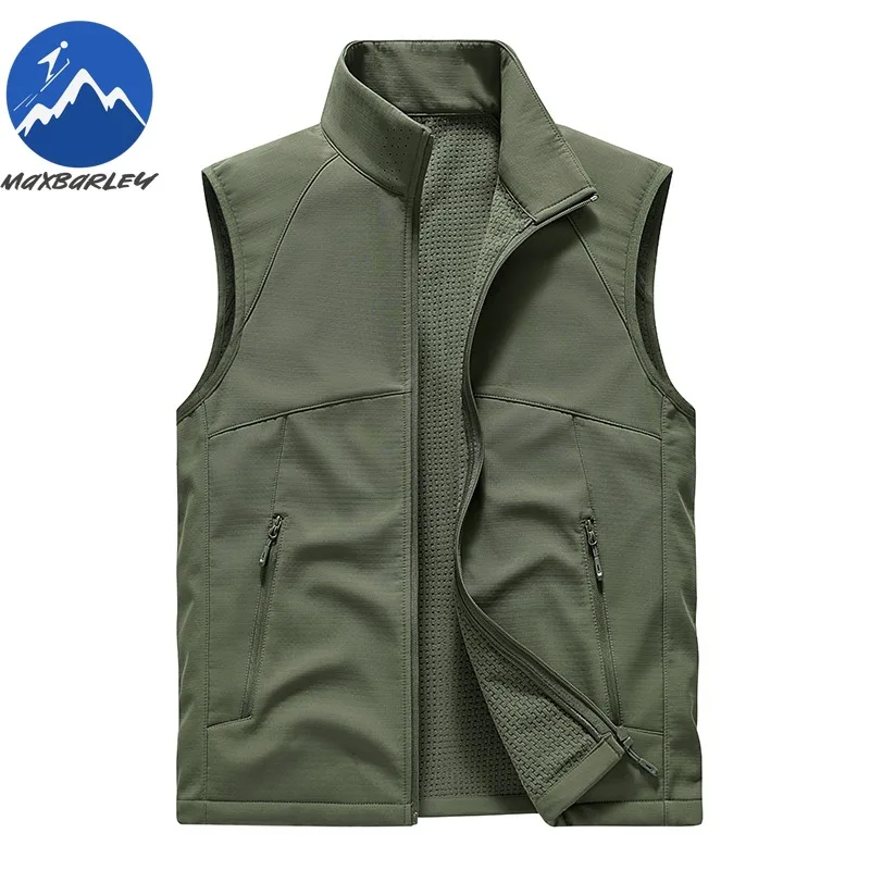 

Mens Softshell Vest Thin Fleece Outdoor Photography Windproof Jacket Men Spring Autumn Stand Collar Breathable Sleeveless Vests