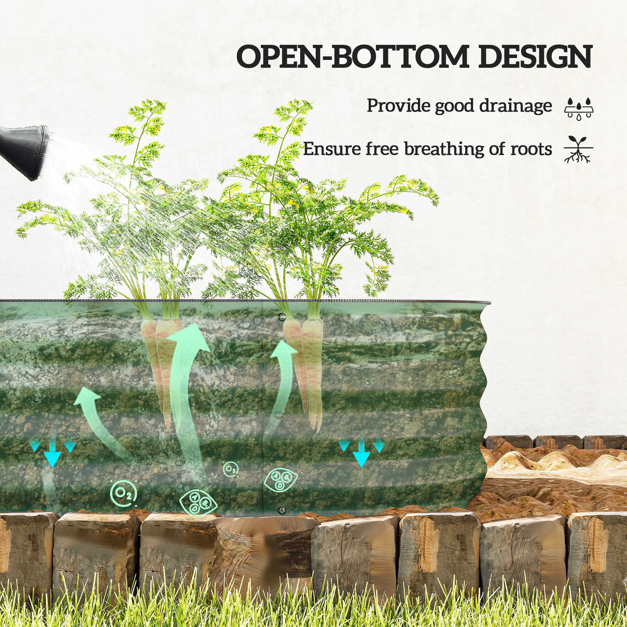 Galvanized Raised Garden Bed Planter Box, 6.4' x 2' x 1', Green image 5