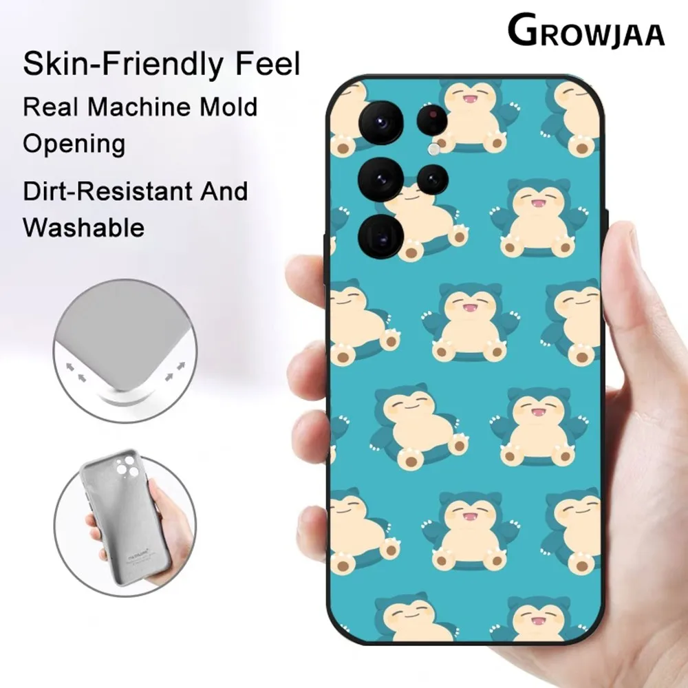 Snorlax Cute Cartoon Phone Case For Samsung Galaxy S25 S24 S22 S23 Ultra S21 S20 Plus 5G Protective Silicone Funda