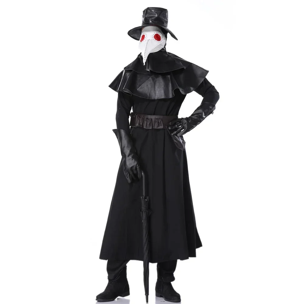 

Doctor Schnabel Costumes Design Hand Made Plague Doctor Death Mask Bird Beak Spike Steampunk Steam Punk Gothic Uniform Cosplay
