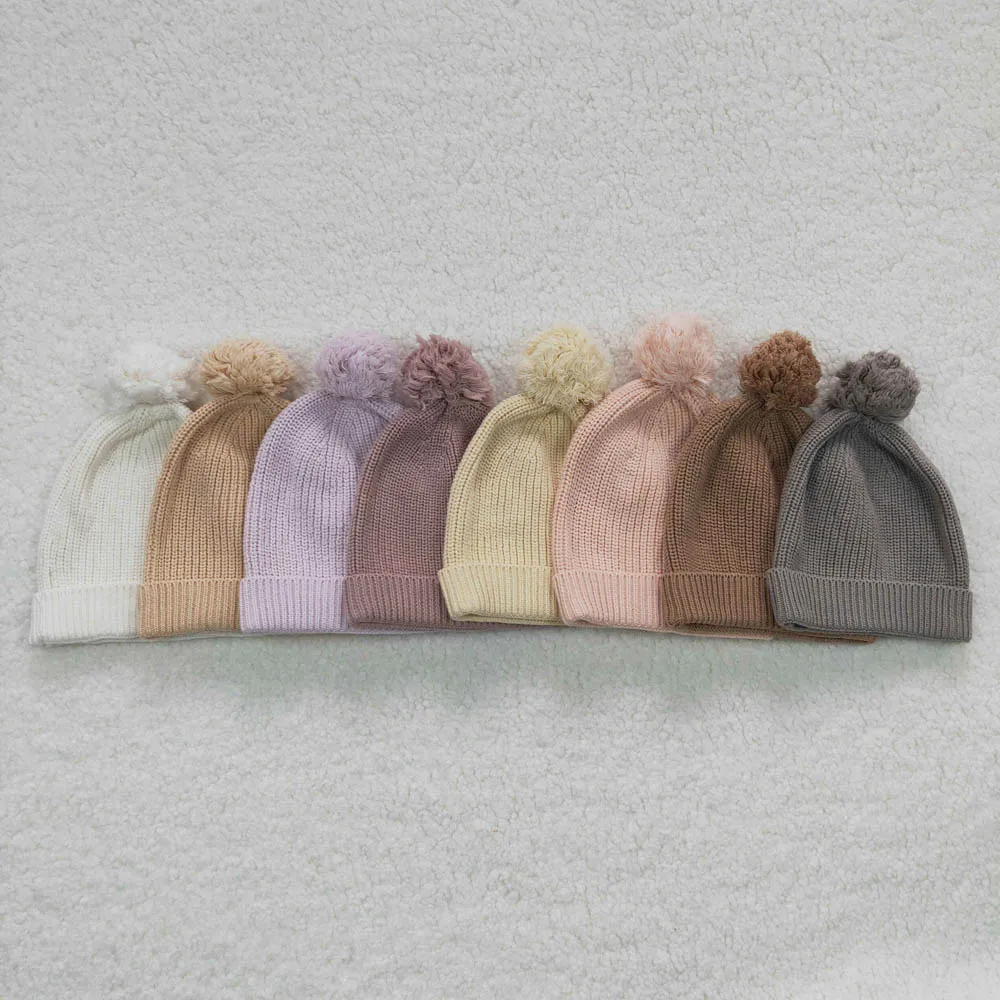 

HA0006 Lavender pompom hat baby New Arrival girls clothes newborn warm autumn and winter Cute Summer Boutique hats
