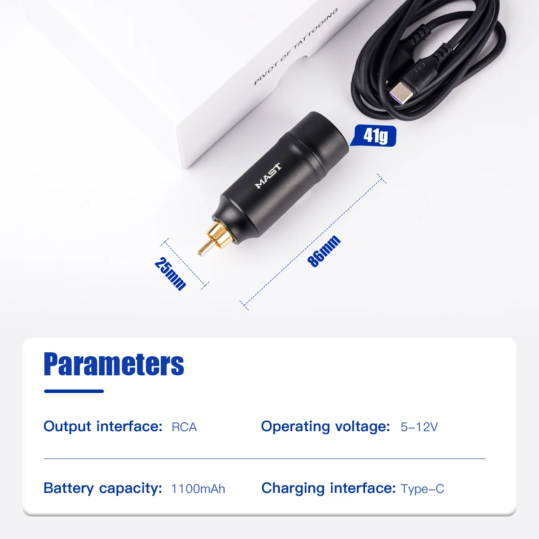 Mast Tattoo T2 Mini RCA Connector Wireless Rechargeable Permanent Fast Charge Battery Power Supply Device Adapter Makeup Pen