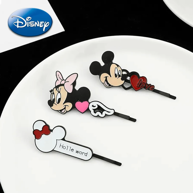 Disney Mickey Minnie Hairpin Cute Cartoon Figures Bangs Hair Clip Barrette Headwear Hairs Accessories Women Girls Children Gifts