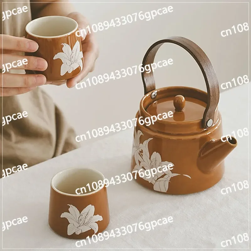 Retro Tea Set Gift Teapot Teacup Combination Chinese Brewing Teapot with Filter Gift Box