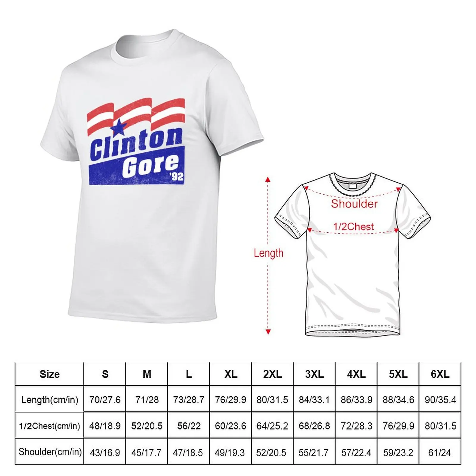 92- man T-Shirt VINTAGE for ELECTION anime SHIRT soft cotton man shirts t GORE CLINTON for shirts t