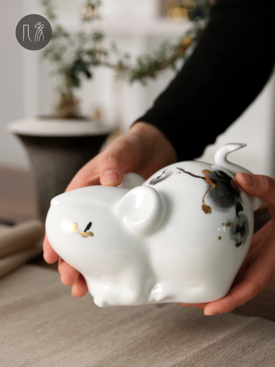 

Jingdezhen New Year Cerc Mouse Figurine Simple Entrance Desktop Crtsmanip Chinese Sle Animal Home Decorative Acco...