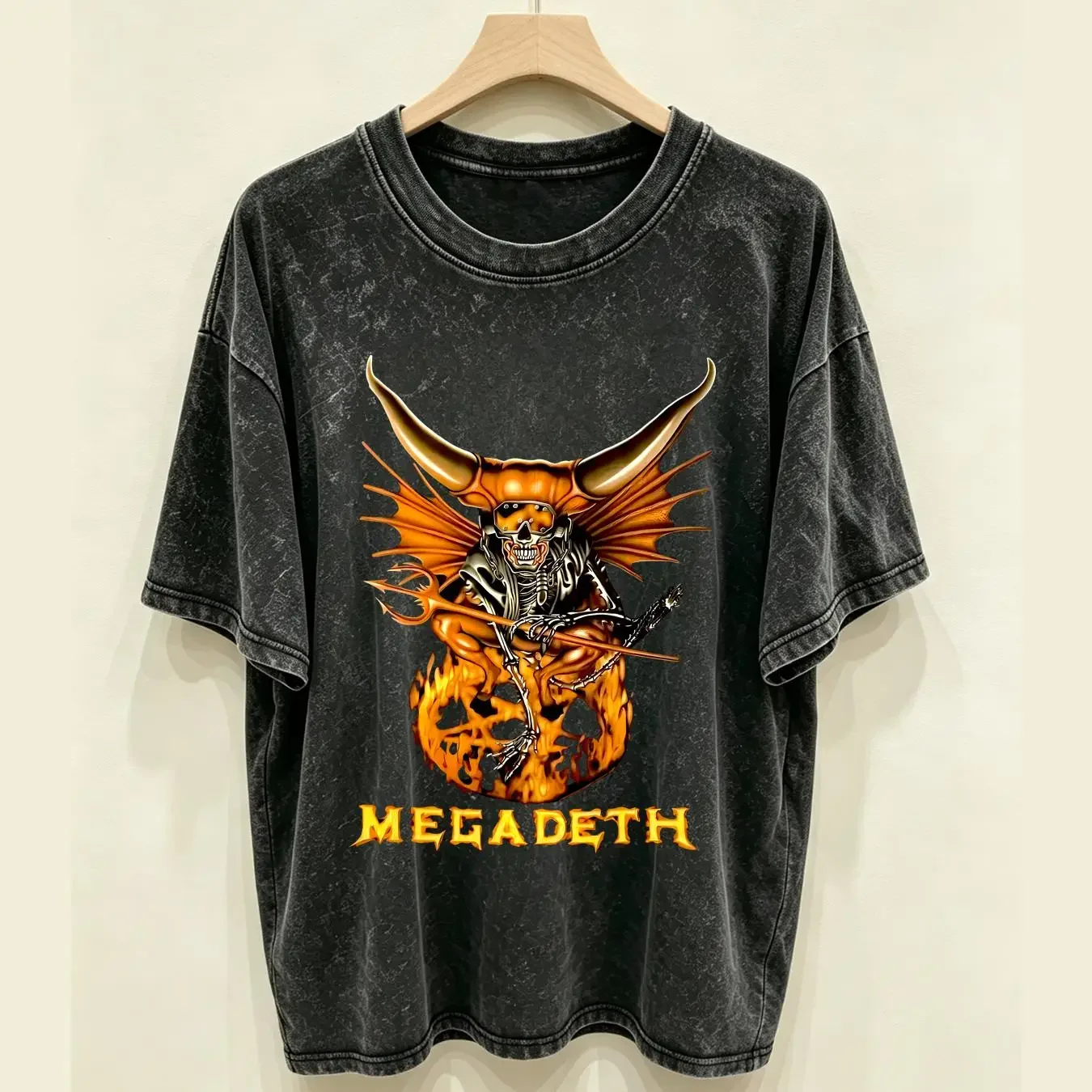 washed T Shirt Megadeath Men's Black 2000 Tour Concert Vic Rattlehead Go To Hell Demon long or short sleeves vintage Washed