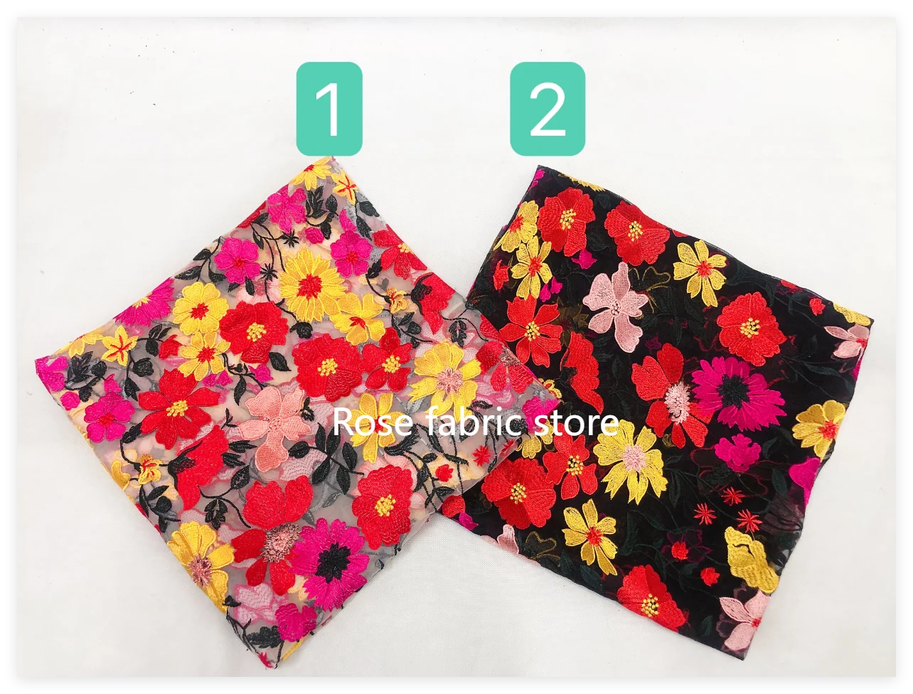 High quality Colorful 3D flower embroidery Lace Fabric floral Tulle fabric For Girl Dress ball gown Dress Wedding Dress 5 yards view 5