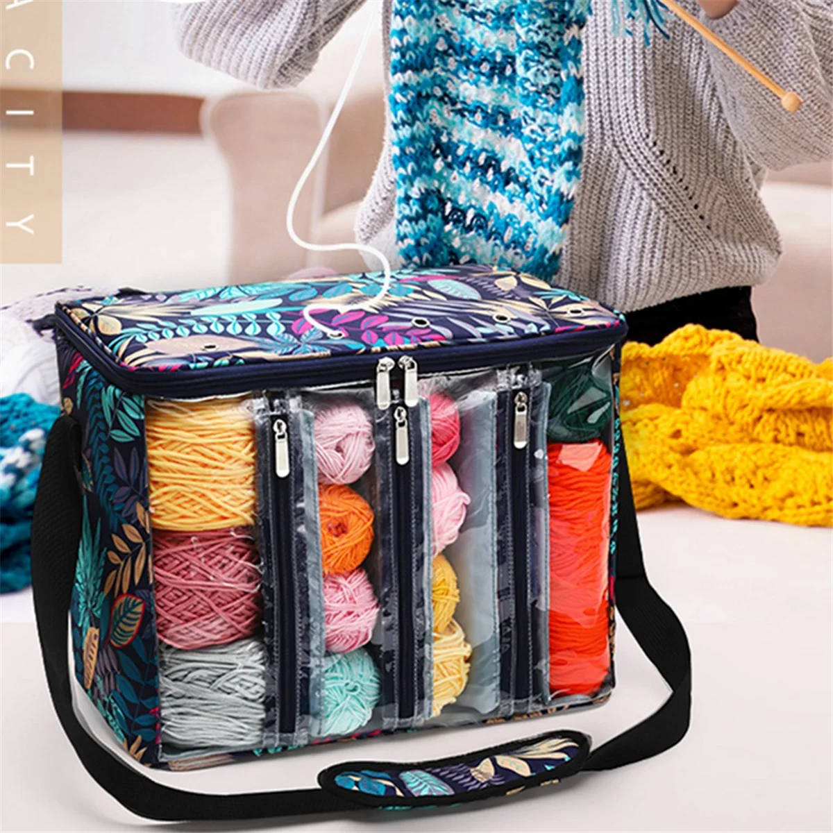 

Versatile Knitting Tool Storage Portable Storage Bag Knitting Needle Yarn Bag L