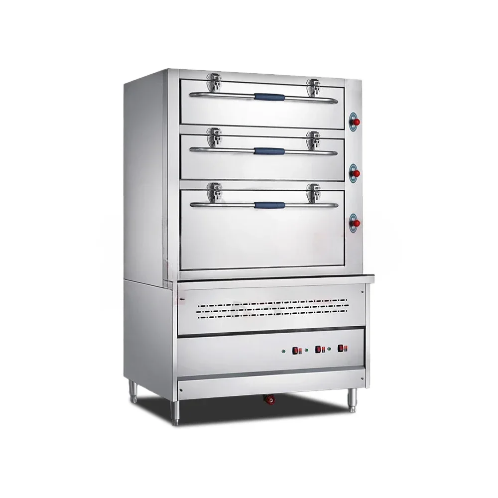 Industrial Gas Food Steamers Stainless Steel Soup Rice Steamer Cabinet LPG/Natural Gas Commercial Seafood Steamed Cabinet