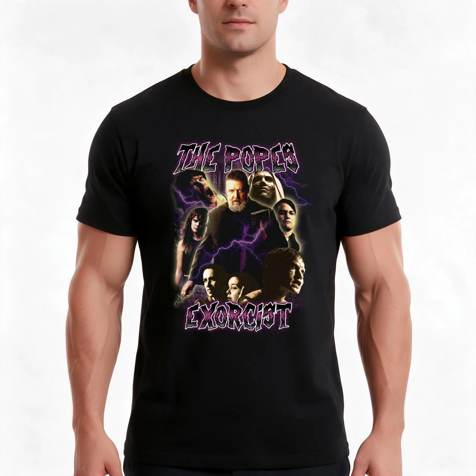 The Pope&39;s Exorcist T-Shirt, Summer Casual Cotton Tee, Oversized Streetwear Tops, Vintage Graphic Print, Unisex Men Women