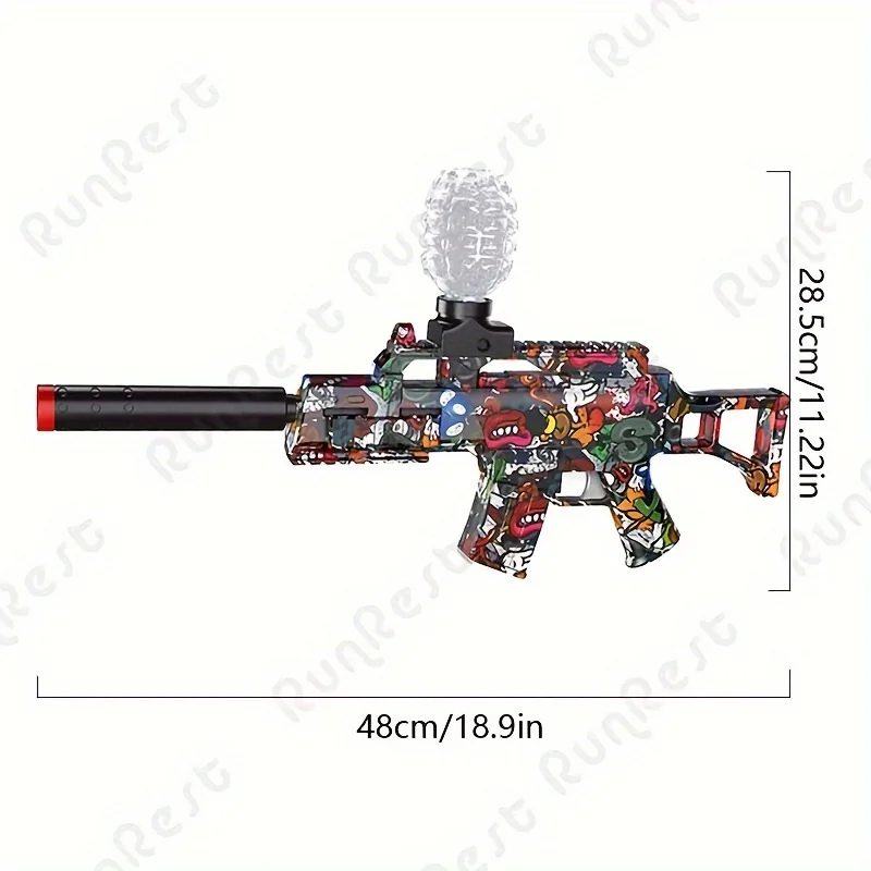 Pistola blaster elétrica de bola de gel, 7.4v, rifle de brinquedo de bola de respingos de alta velocidade, bateria recarregável de longa duração