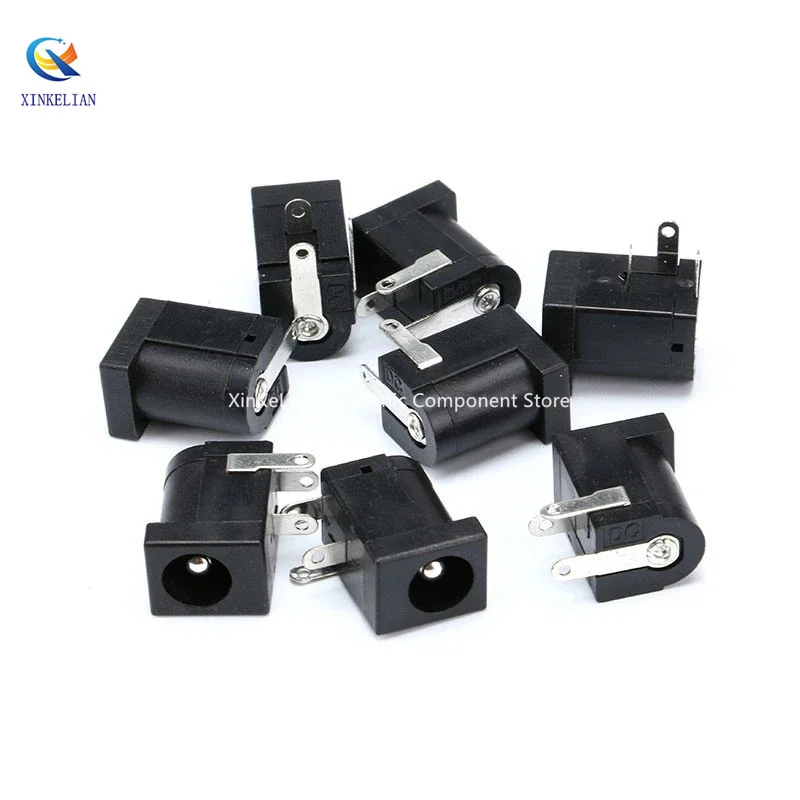 10-100Pcs/Lot DC-005 PCB Mount 5.5 x 2.1/2.5 mm Female DC Power Jack Plug Socket Connector DC005 Black 5.5*2.1/2.5MM