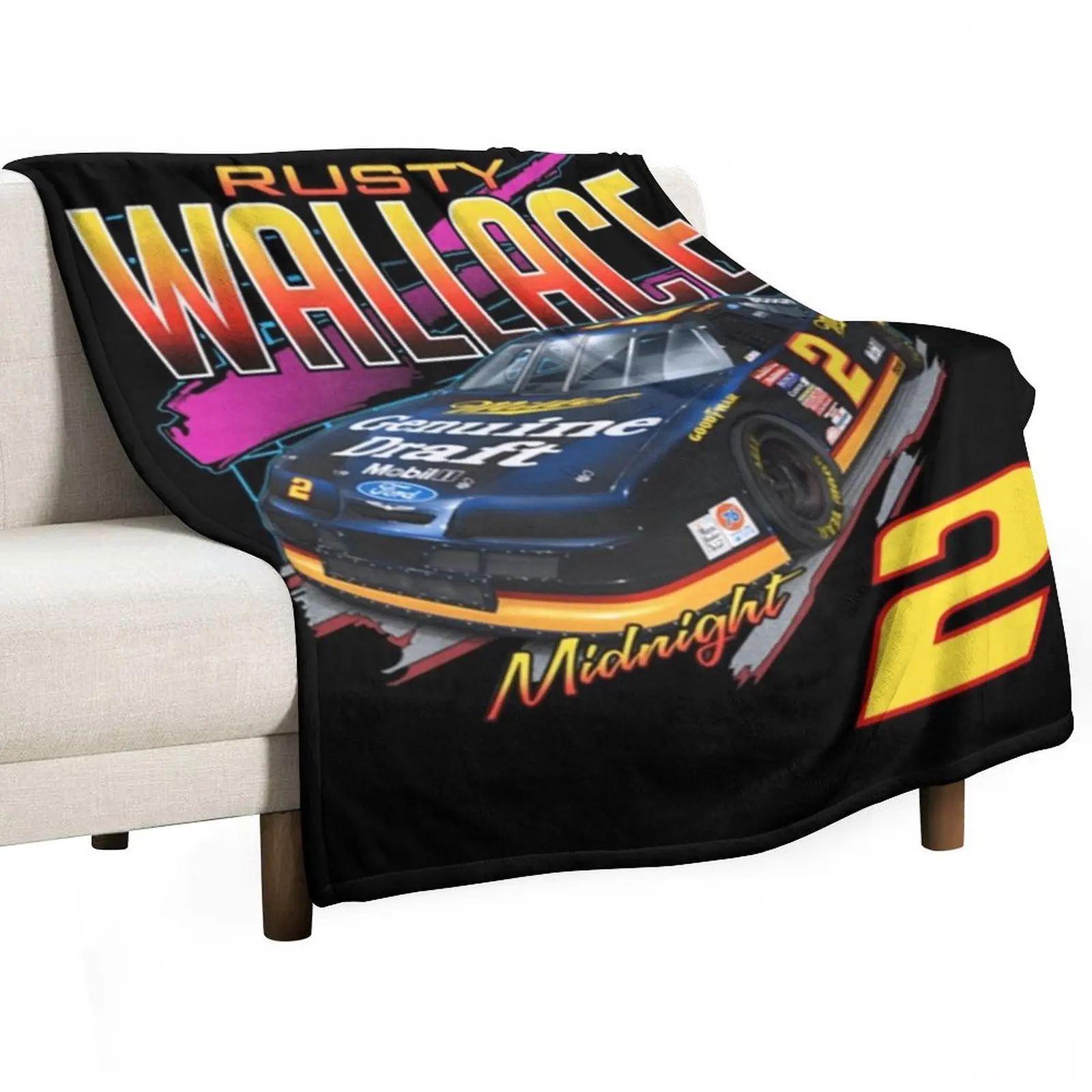 Rusty Wallace Vintage Nascar Car 2020 Black . Essential . Throw Blanket Retros Sofa Throw Luxury Blankets