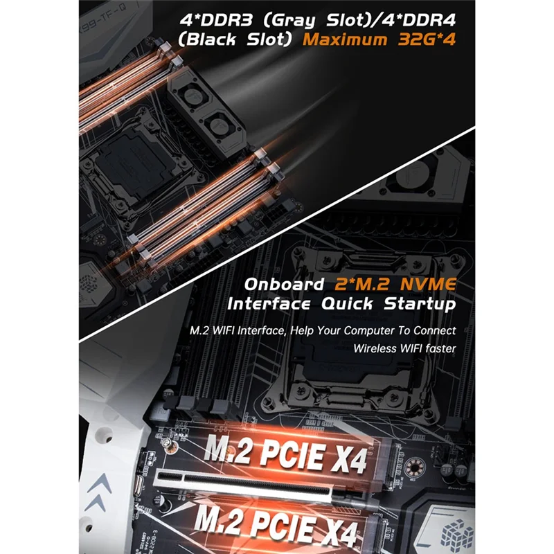 HUANANZHI X99 TF Q X99 마더보드, XEON E5 2666 V3 CPU MOS 선풍기, DDR3 DDR4 RECC 메모리 콤보 키트 세트, NVME SATA 3.0 USB3.0