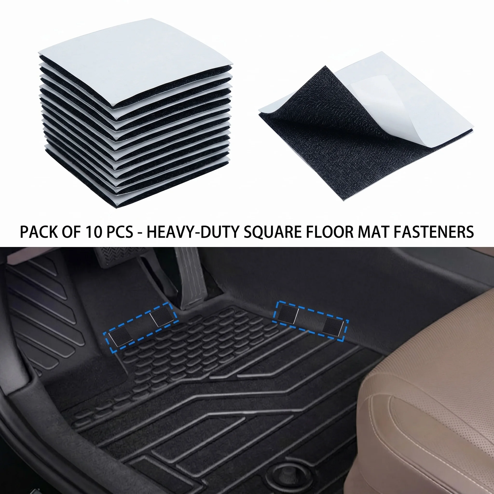 10 to 20pcs Heavy Duty Carpet Stickers High Adhesive Double Faced Grip Tape Anti Slip Fixing Patches for Car Mats and Home Rugs