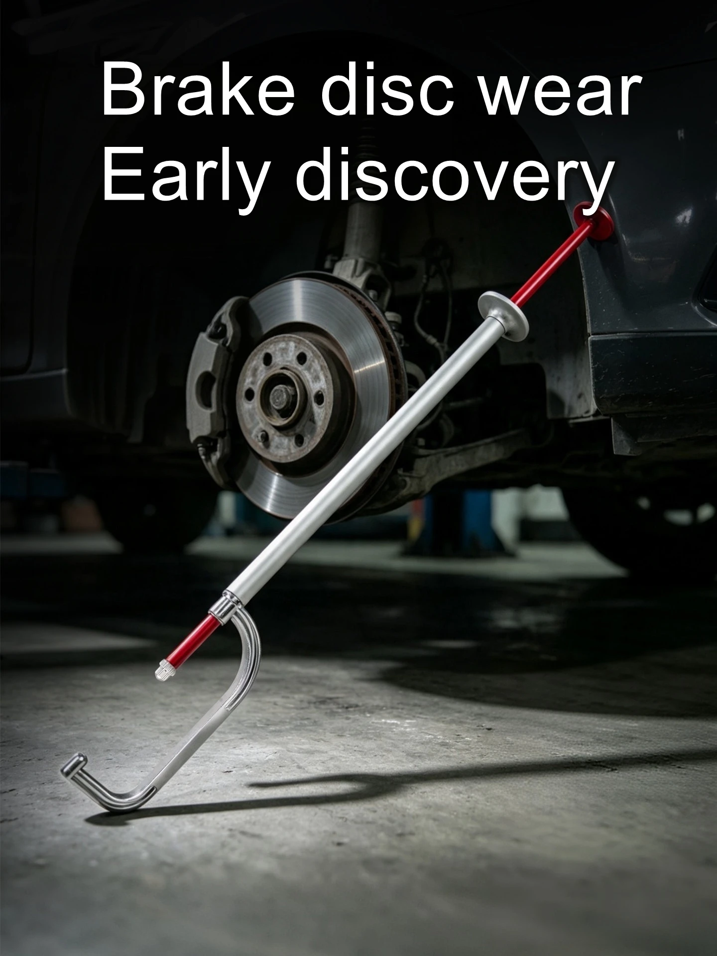 Non-Dismantling Brake Rotor Thickness Gauge, Car Brake Pad Thickness Gauge, Tire Wear Inspection and Testing Tool