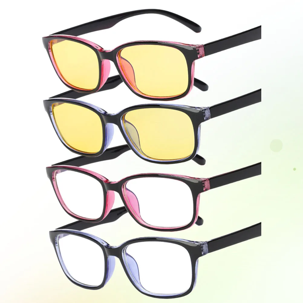 

4pcs Light Glasses PC Material Blocking Radiation for Men Women Home Office School Black Frame Yellow Transparent