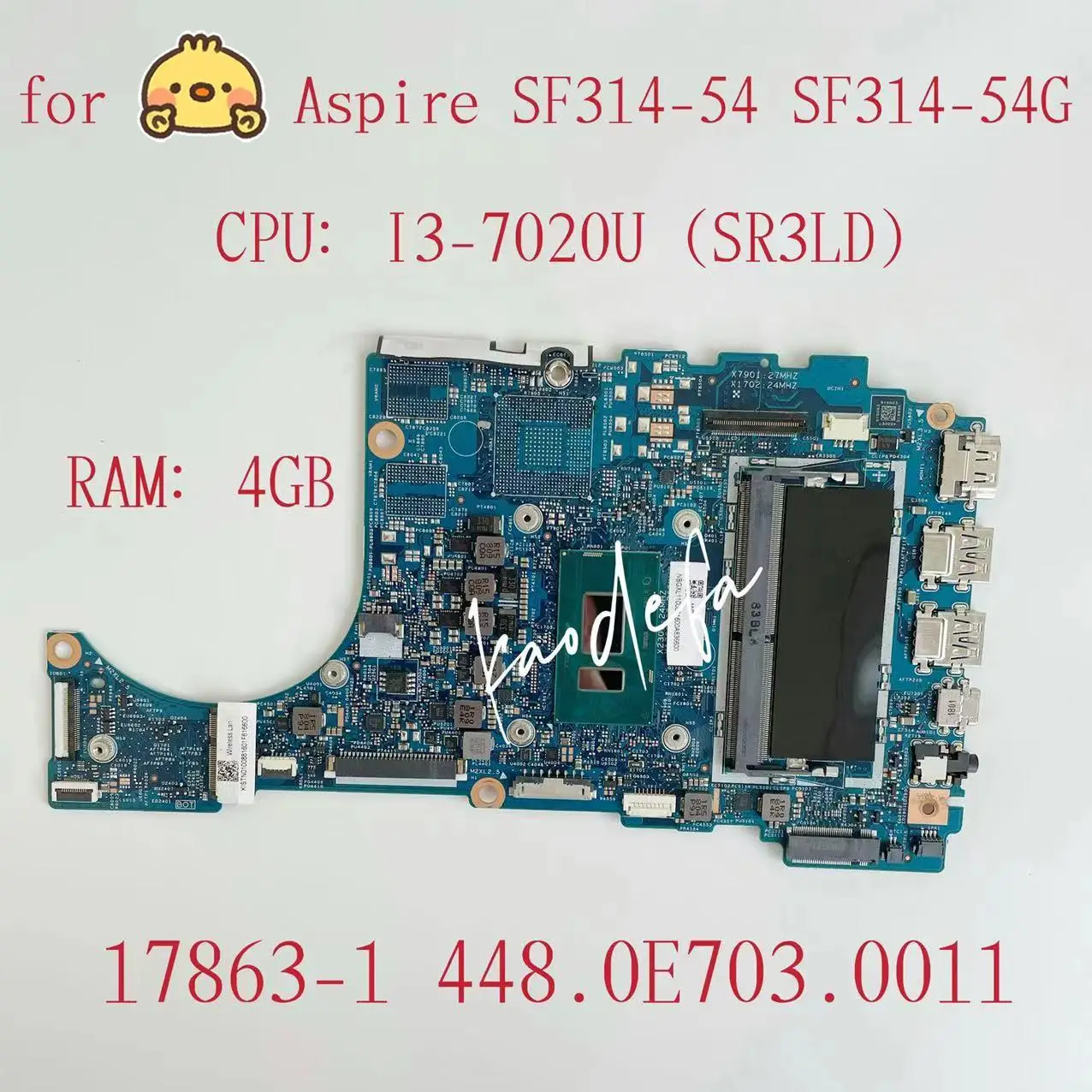 17863-1 Mainboard For Acer Aspire SF314-54 Laptop Motherboard CPU:I3-7020U SR3LD RAM:4G 100% Test Ok