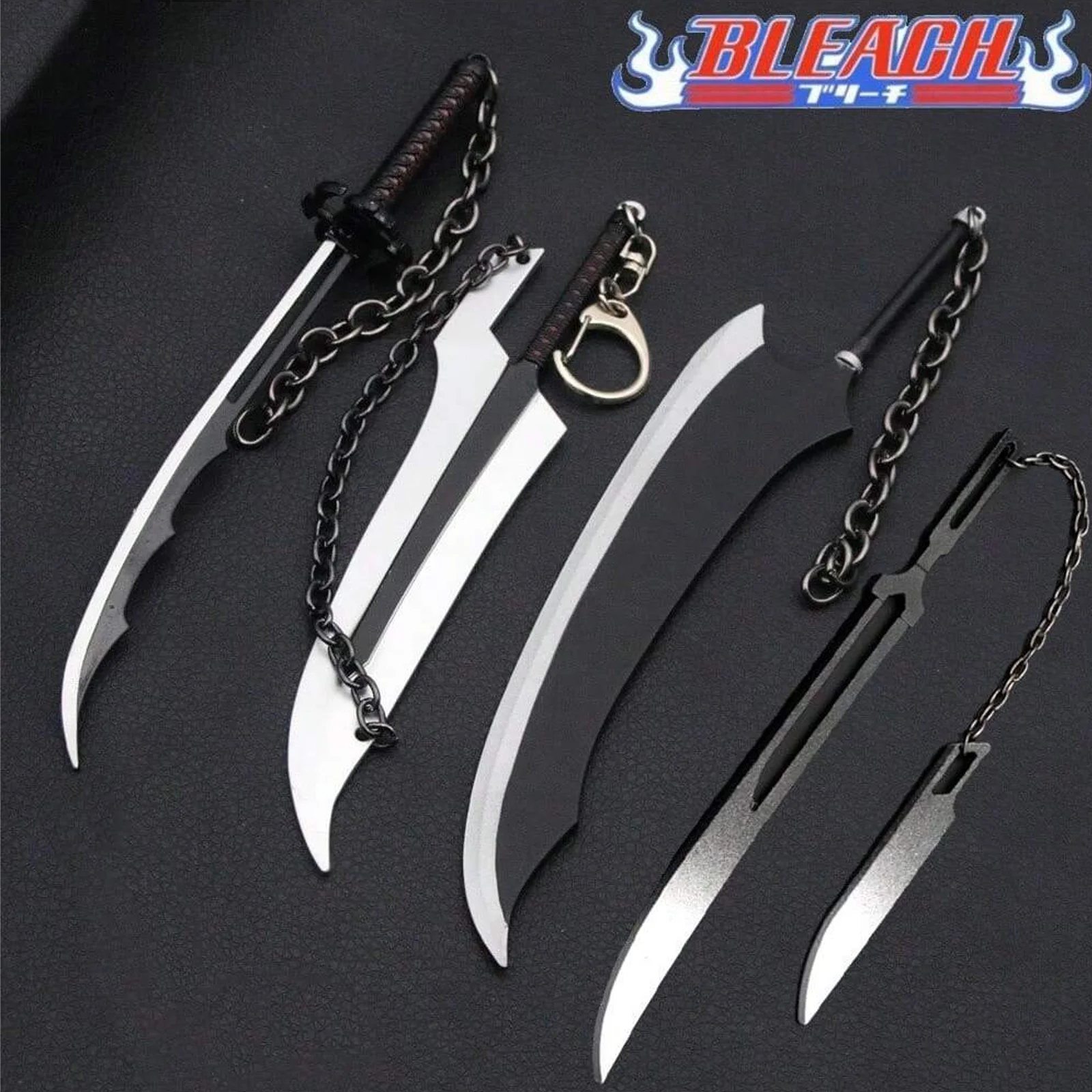 Anime Bleach Weapon Keychain Kurosaki Ichigo Sword Key Chain Hitsugaya Toushirou Katana Keyring for Men Car Key Chain Jewelry