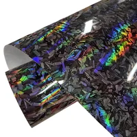 Película de envoltura de vinilo de fibra de carbono forjada de plata holográfica de arcoíris brillante de primera calidad, calcomanía autoadhesiva, lámina de envoltura para coche automotriz