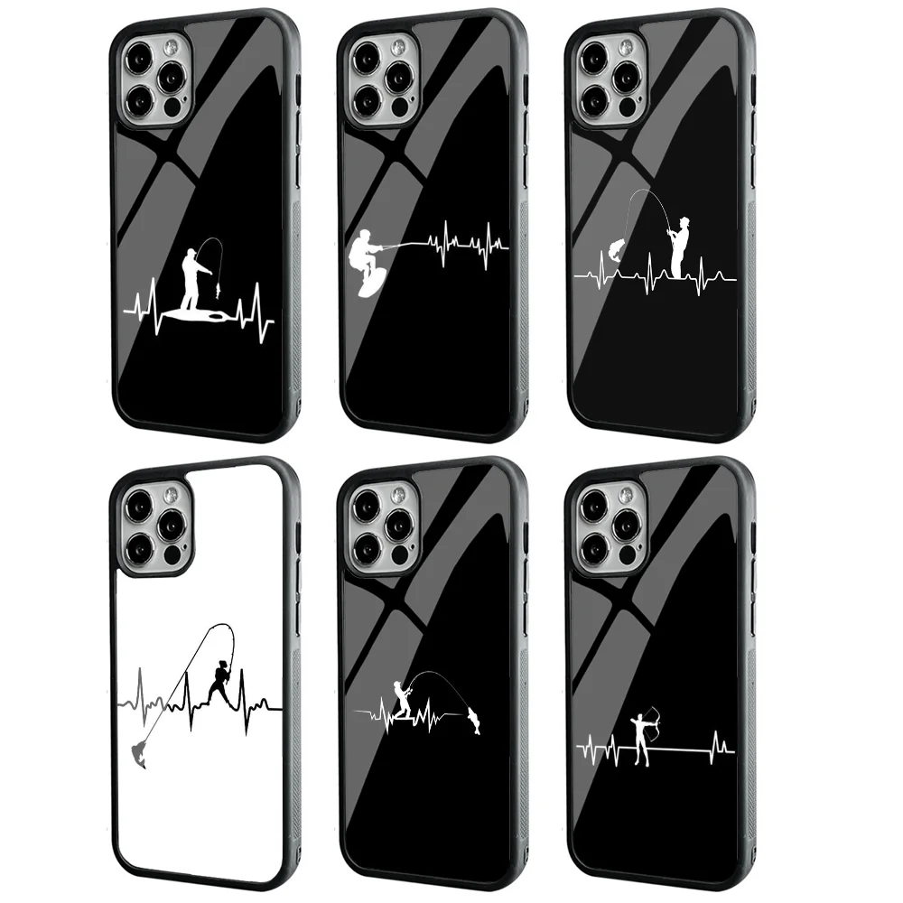 Fishing H-Heartbeat Phone Case Strong Magnetic For IPhone 16 15 14 13 Pro Max 11 12 Mini Alex Mirror For Magsafe