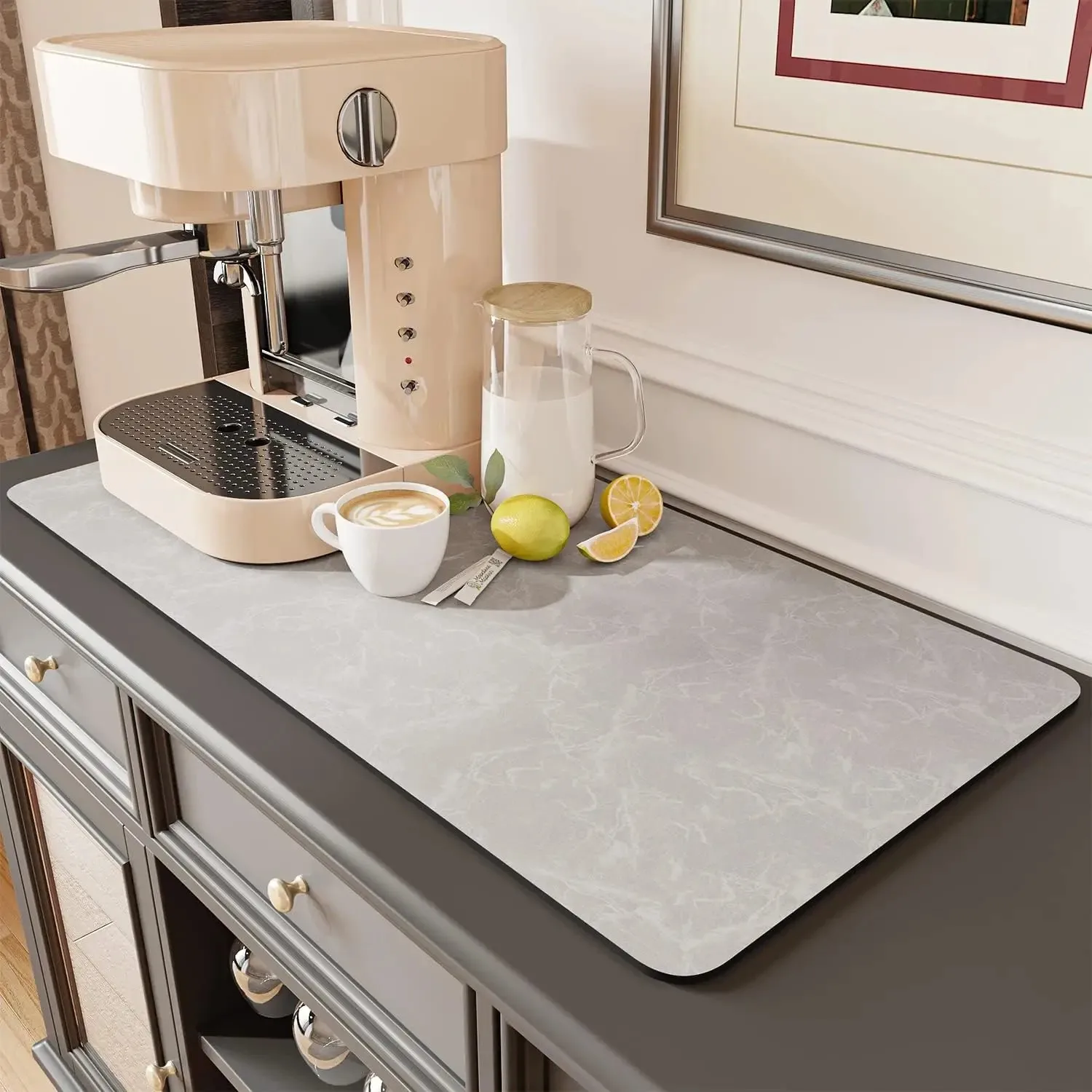 VIKAMA Coffee Machine Pad Rubber Backing Absorbent Tableware Drying Pad Kitchen Countertop Drainage Pad Home Decoration