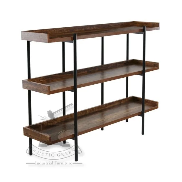 Small Walnut Wood and Iron Book Shelf