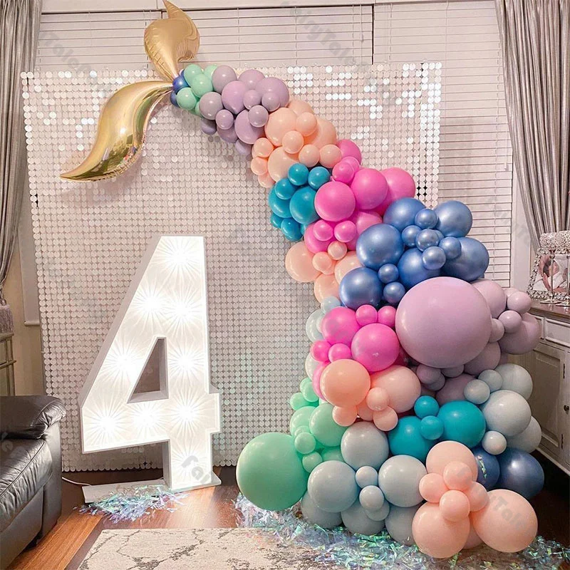 

189pcs Mermaid Theme Party Balloon Garland Kit Kids Baby Shower Balloon Arch Girl Birthday Gender Reveal Decorations Supplies