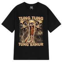 Vintage Tung Tung Sahur Funny Baseball Bat Meme T-shirt Men's Clothing Fashion Style T Shirts Unisex Summer Cotton T-shirts