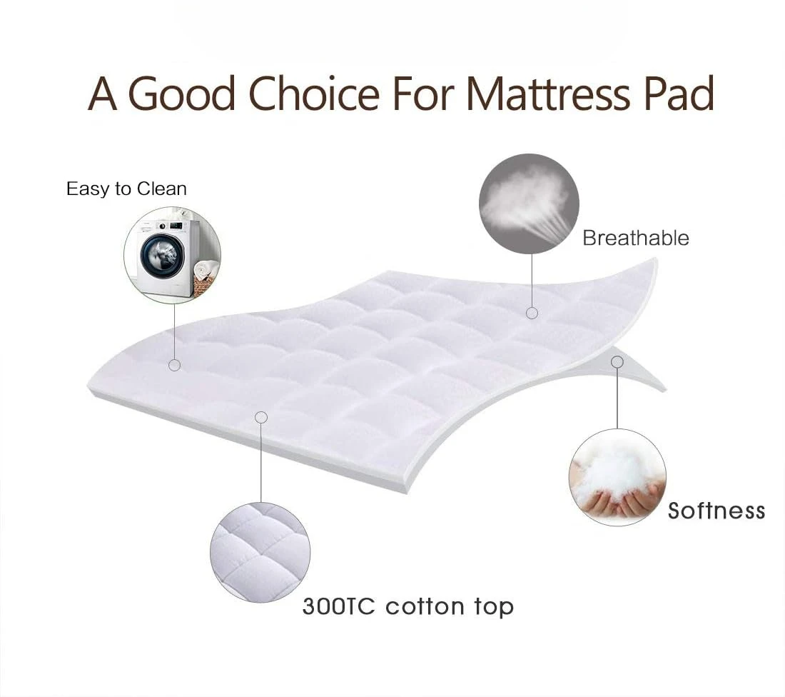 King Size Mattress Pad Pillow Top Mattress Cover Quilted Fitted Mattress Protector Cotton 8-21