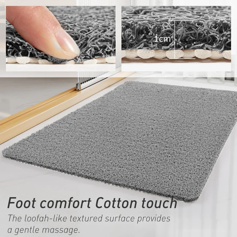1Pc Bathroom Anti-slip Mat Mildew Proof Waterproof Shower Mat Soft Massage Home Bath Kitchen PVC Washable Quick Drying Floor Rug