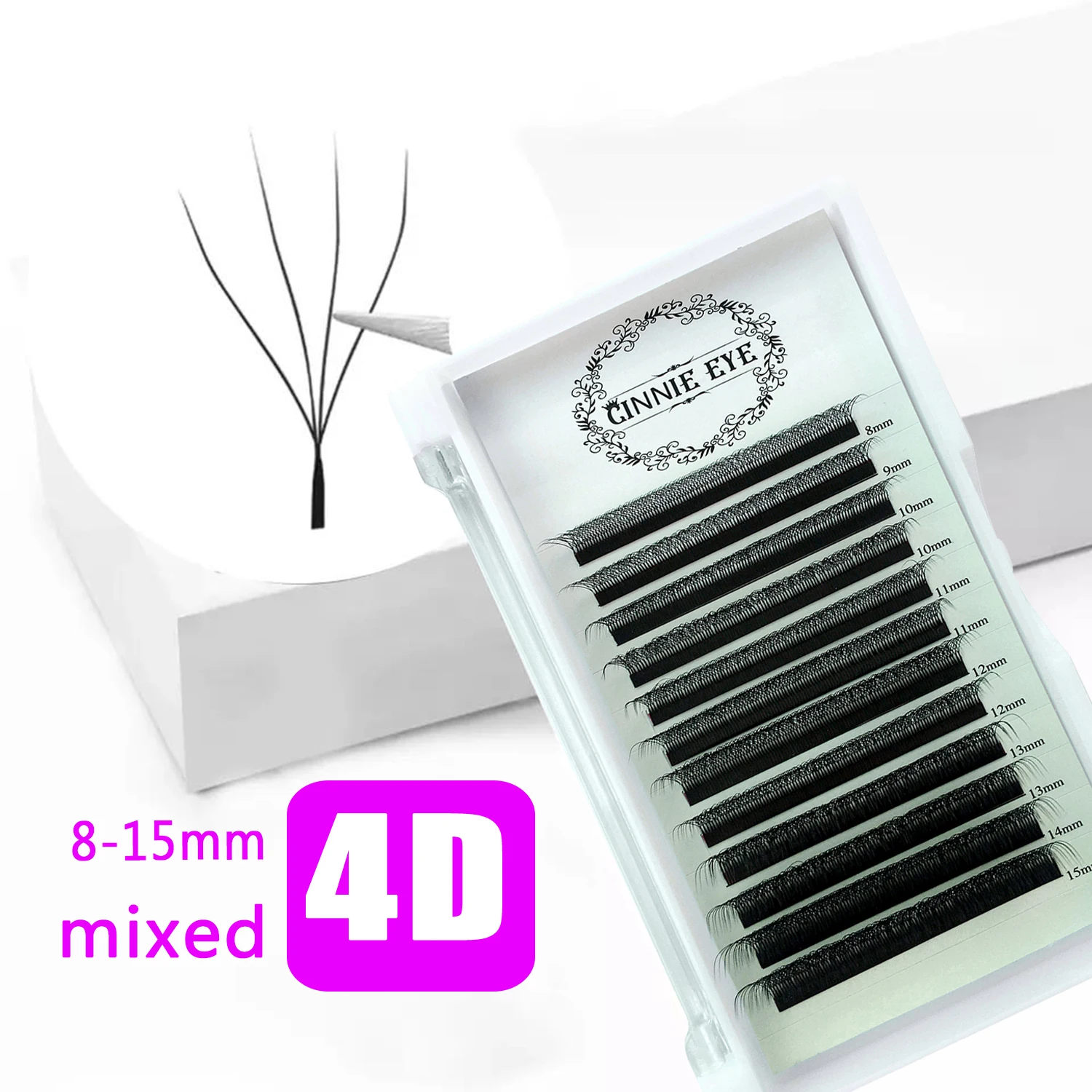 4D W False Mink Lashes Extensions 4D 5D Russia Volume Fans Eyelashes AutoBloom Mega Lashes Cat Eye Wholesale Individual Clusters